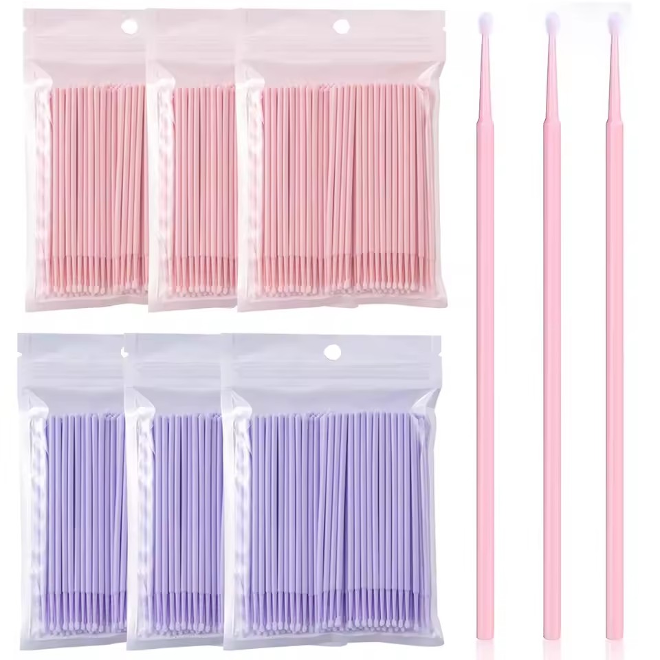 Micro Brush Applicator - 100 ชิ้น/แพ็ค แปรงไมโครแบบโค้งงอได้ แปรงไมโครแบบใช้แล้วทิ้ง อุปกรณ์สำหรับต่อขนตา แปรงทำความสะอาดกาวต่อขนตา