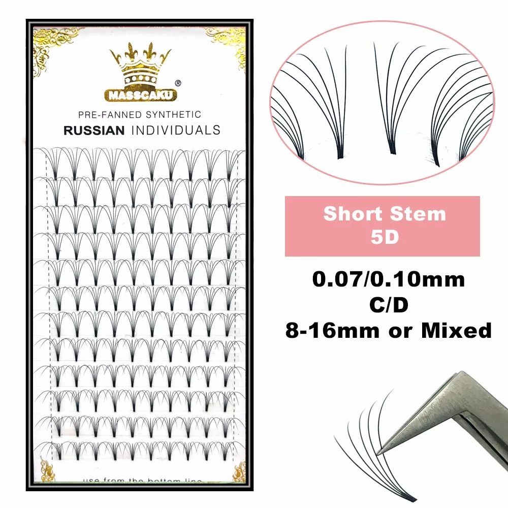 Eyelash Extension Russian - MASSCAKU Premade รัสเซียสั้นขนตากว้างแฟน 3D 4D 5D