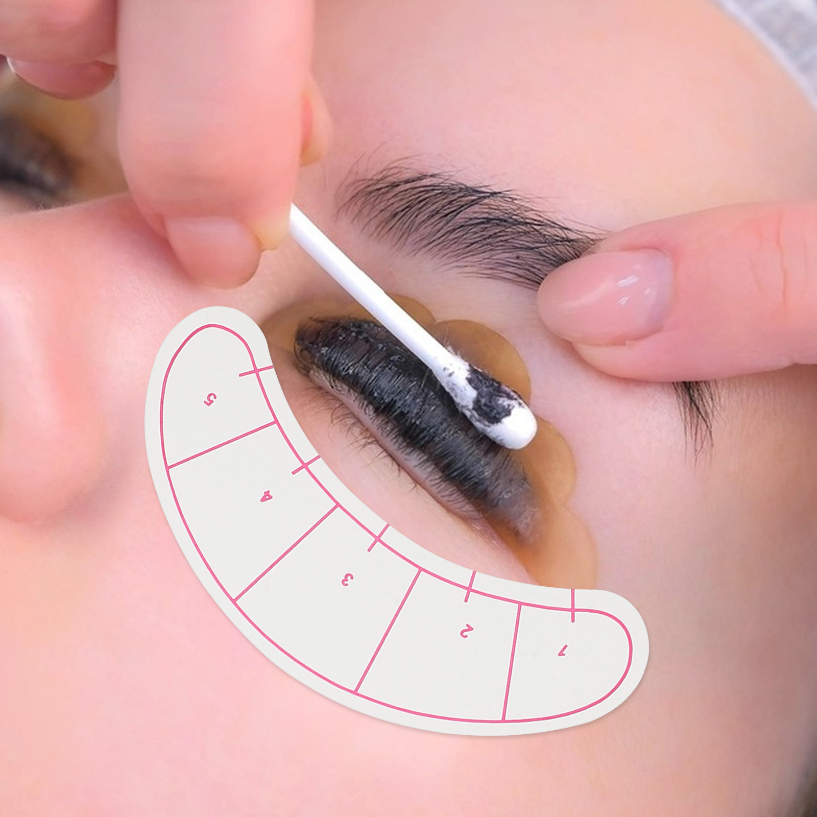 Lash Mapping Sticker - แผ่นกระดาษติดขนตาปลอม 10 แผ่น พร้อมสติกเกอร์วัดขนาดสำหรับฝึกหัดนักเรียน ใช้สำหรับการวางแผนการต่อขนตาแบบมืออาชีพและการแยกขนตา
