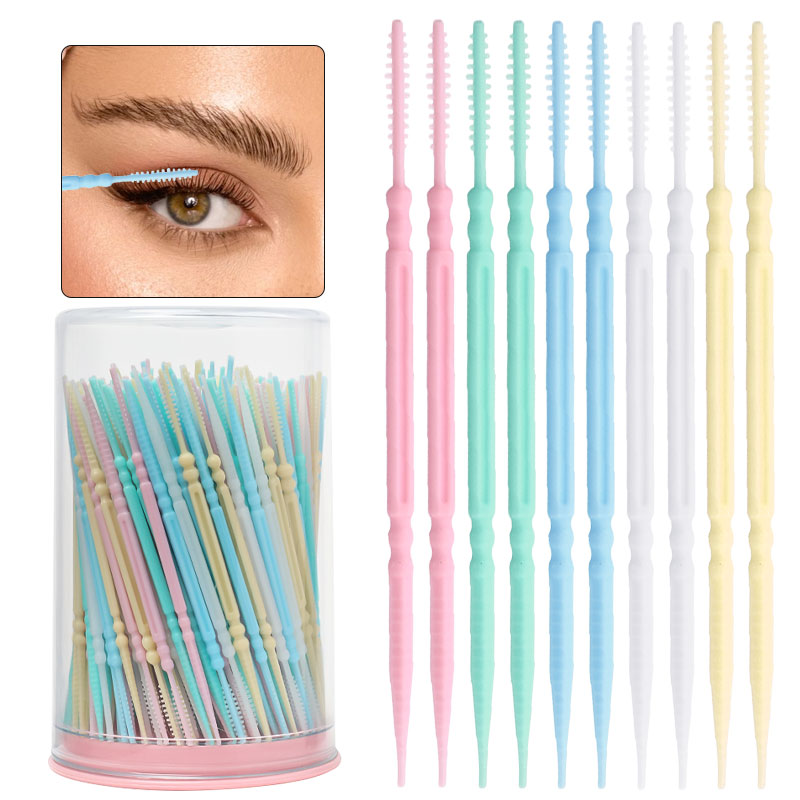 Micro Brush Applicator - แปรงปัดทำความสะอาดแบบใช้แล้วทิ้ง 300 ชิ้นต่อขวด หัวแปรงสองด้าน รูปทรงก้างปลา หลากสี