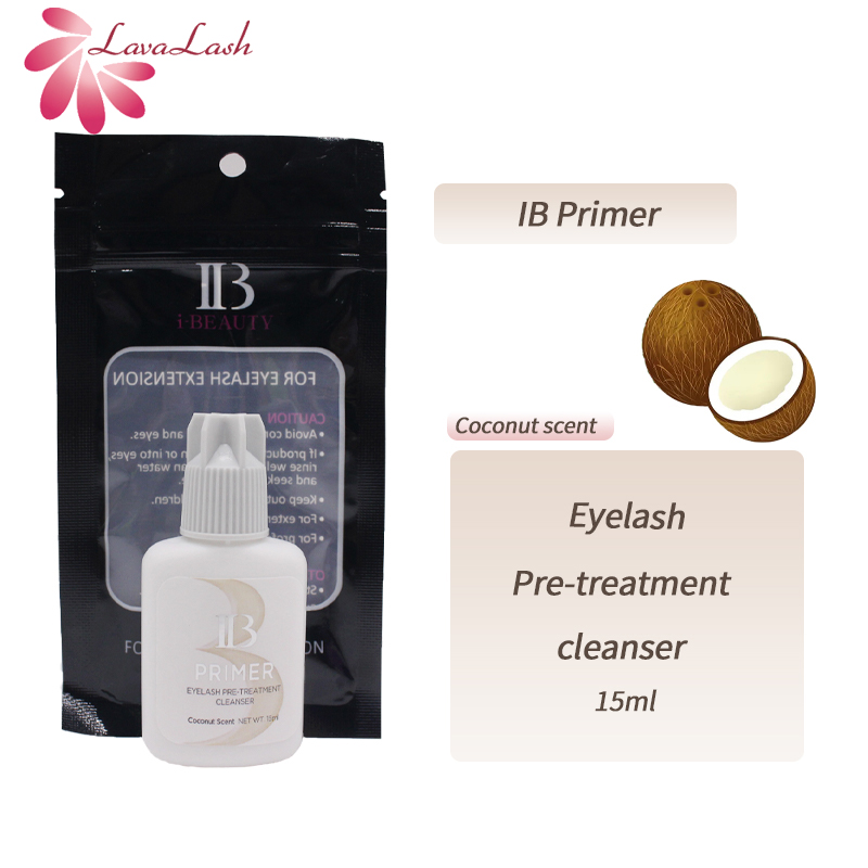 Lash Primer Cleanser - ไพรเมอร์ Ib 15มล. สำหรับน้ำยาทำความสะอาดก่อนทรีทเมนต์ขนตาเพิ่มระยะเวลาพันธะกาวพลังกลิ่นมะพร้าวเกาหลีดั้งเดิม