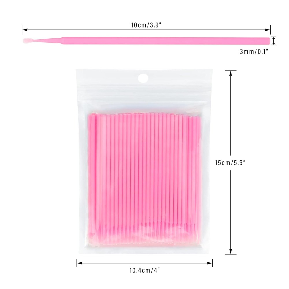 Micro Brush Applicator - ไม้พันสำลีแบบใช้แล้วทิ้ง 500 ชิ้น สำหรับต่อขนตา แปรงสำหรับล้างกาวและใช้งานอื่นๆ
