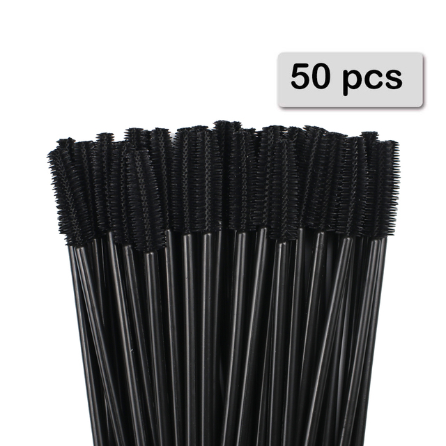 Micro Brush Applicator - แปรงมาสคาร่าซิลิโคนแบบใช้แล้วทิ้ง 50 ชิ้น หวีแปรงปัดขนตา แปรงแต่งหน้าสำหรับผู้หญิง อุปกรณ์ต่อขนตา