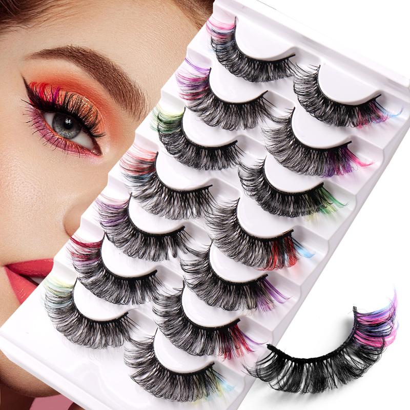 ขนตาปลอมสีสันสดใส 7 คู่ 3 มิติ - Eyelash Extension Russian บทวิจารณ์และราคา