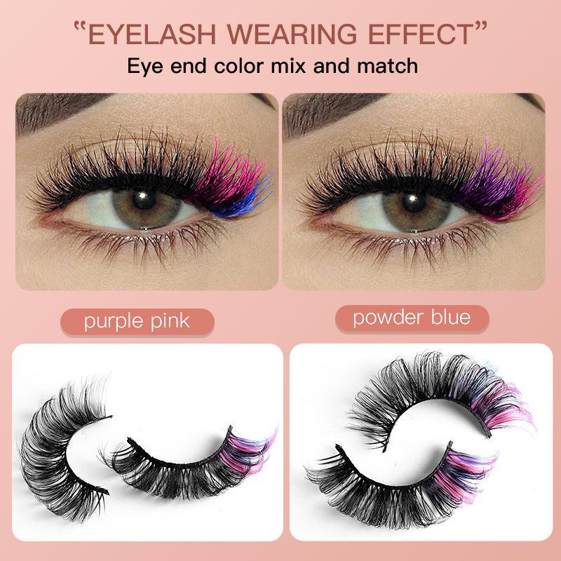 ขนตาปลอมสีสันสดใส 7 คู่ 3 มิติ - Eyelash Extension Russian บทวิจารณ์และราคา