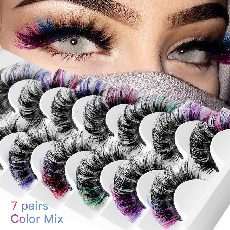 ขนตาปลอมสีสันสดใส 7 คู่ 3 มิติ - Eyelash Extension Russian บทวิจารณ์และราคา